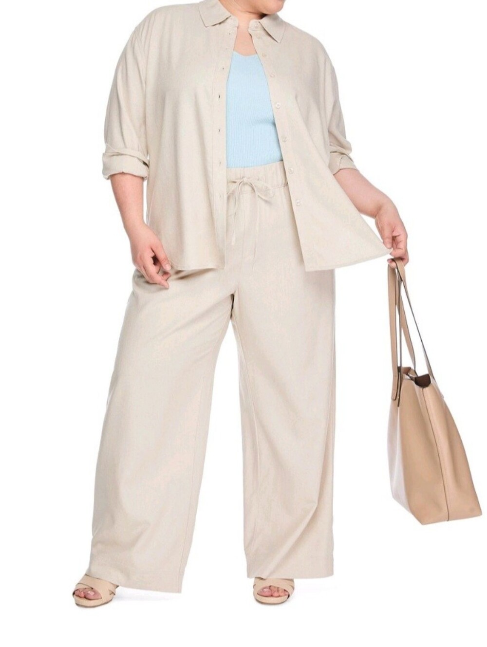 Plus-Size Lane Bryant Women's Plus Linen-Blend Button-Up Shirt